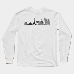 Paris Skyline in black with details Long Sleeve T-Shirt